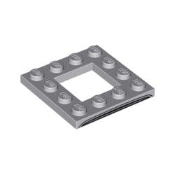 64799pb001プレート4×4中央2×2カットアウトライトブルーイッシュグレイ(ブラックシルバーDB5グリル)