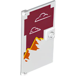 60596tbdドアガラス1×4×6取っ手付(山と雲)ホワイト