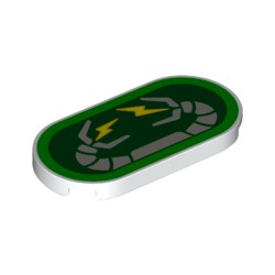 66857pb014タイル2×4楕円(稲妻とロボットアーム)ホワイト