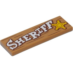 69729pb072タイル2×6(SHERIFFロゴとゴールドスターバッジ)ミディアムダークフレッシュ