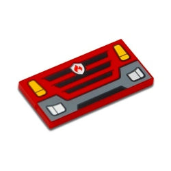 87079pb1233タイル2×4(ヘッドライトグリルとファイヤーロゴ)レッド