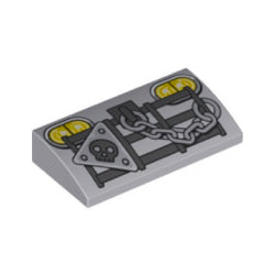 88930pb094曲面スロープ2×4×2/3(ヘッドライト・鎖・スカル)ライトブルーイッシュグレイ