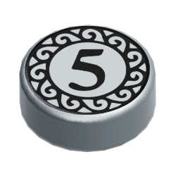 98138pb023タイル1×1丸(ナンバー5コインVer.1)フラットシルバー