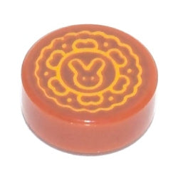 98138pb286タイル1×1丸(うさぎの月餅)ダークオレンジ