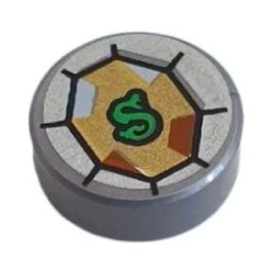 98138pb308タイル1×1丸(スリザリンのロケット)フラットシルバー