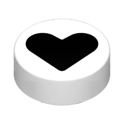 98138pb362タイル1×1丸ブラックハートホワイト