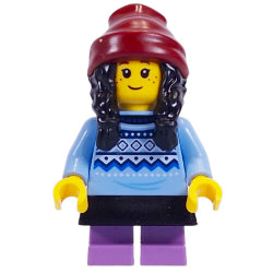 mf-cty1686ダークレッドのビーニー帽とブラックのスカートの女の子(#60381)