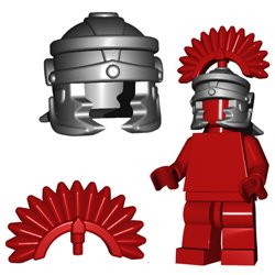 ローマの戦士の兜と羽根セット(スティール&ダークレッド)