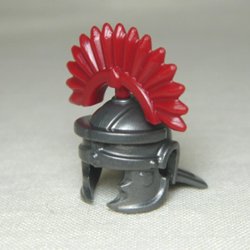 ローマの戦士の兜と羽根セット(スティール&ダークレッド)