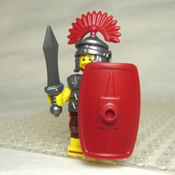 ローマの戦士の兜と羽根セット(スティール&ダークレッド)