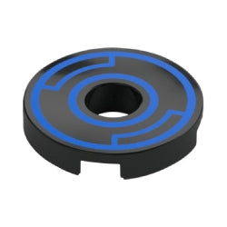 15535pb14タイル2×2丸中央穴有(青い同心円)ブラック