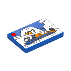 26603pb587タイル2×3(エクスプローラートレインの箱絵)ブルー