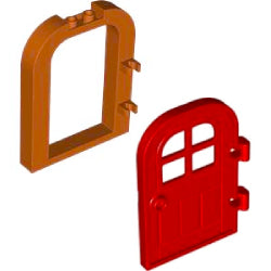 5258-038-5257-021アーチ型ドア枠1×6×6ダークオレンジとアーチ型ドア1×4×6レッド