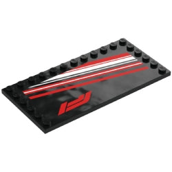 6178pb048特殊タイル6×12端にポッチと取っ手付き(F1ガレージロゴパターン)　ブラック