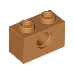3700-137テクニックブロック1×2ペグ穴1個ミディアムダークフレッシュ
