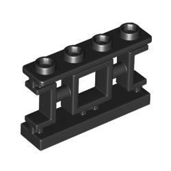 32932-026装飾フェンス1×4×2小柱-アジア風格子ブラック