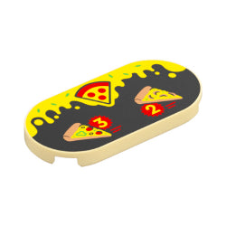 タイル2×4楕円(スライスピザとナンバー3と2)　タン