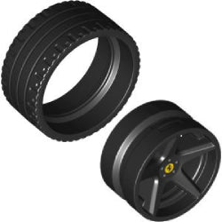 7834pb01c01タイヤ長径21ミリD. 幅11ミリ(5スポークフェラーリロゴ)とブラックホイールセット